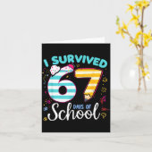 I Survived 67 Days Of School Students Teachers Cut Karte (Gelbe Blume)