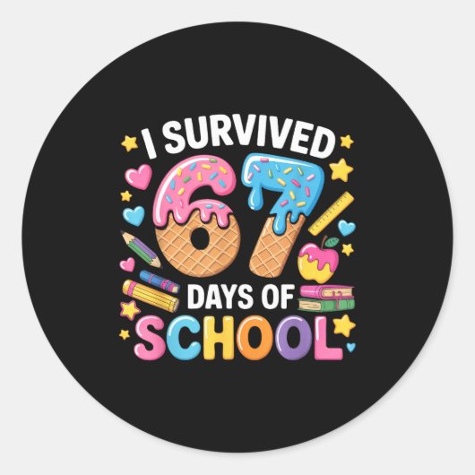 I Survived 67 Days Of School Teacher Student Ice C Runder Aufkleber (Vorderseite)
