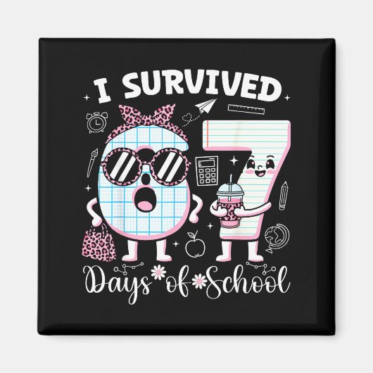 I Survived 67 Days Of School Teacher Student Leopa Magnet (Vorne)
