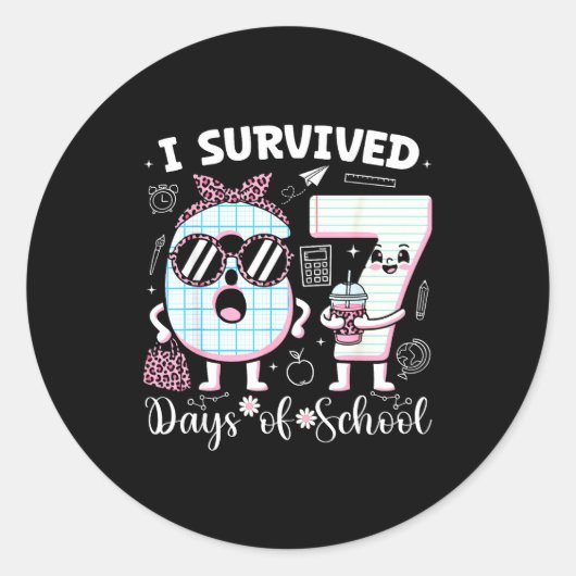 I Survived 67 Days Of School Teacher Student Leopa Runder Aufkleber (Vorderseite)