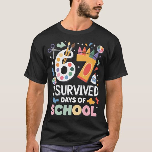 I Survived 67 Days Of School - Teachers Students A T-Shirt (Vorderseite)