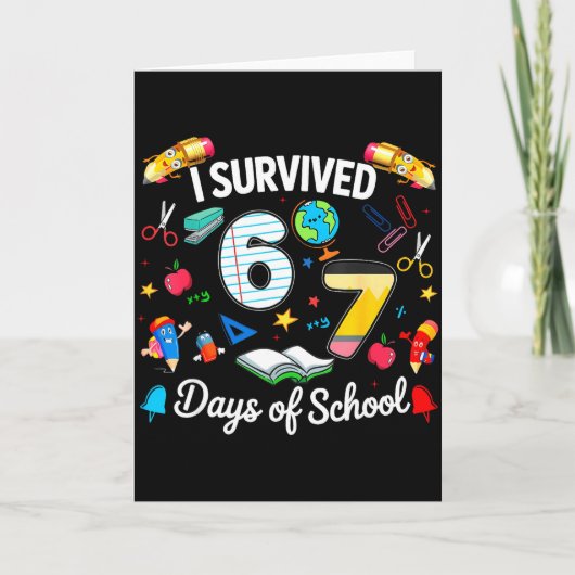 I Survived 67 Days Of School Teachers Students Boy Karte (Vorderseite)