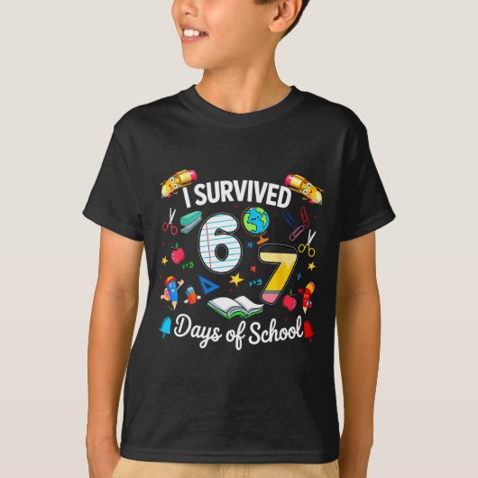 I Survived 67 Days Of School Teachers Students Boy T-Shirt (Vorderseite)
