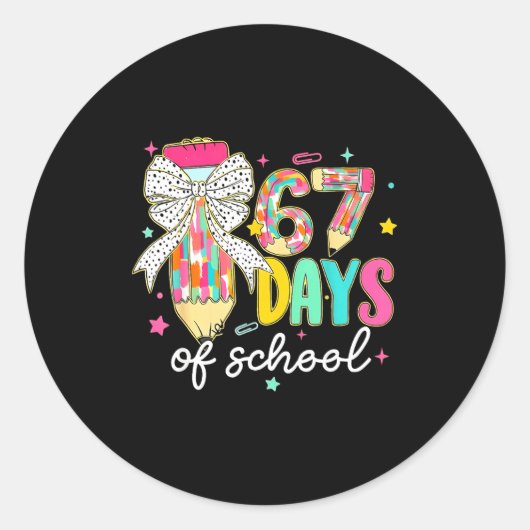 I Survived 67 Days Of School Teachers Students Fun Runder Aufkleber (Vorderseite)