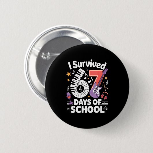 I Survived 67 Days Of School - Teachers Students M Button (Vorne & Hinten)