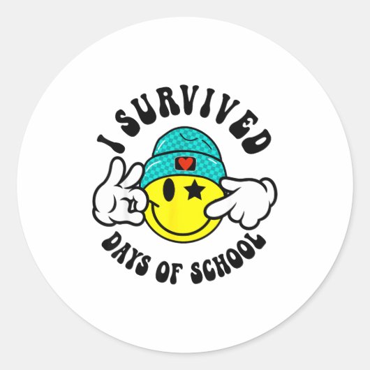 I Survived 67 Days Of School Teachers Students Six Runder Aufkleber (Vorderseite)