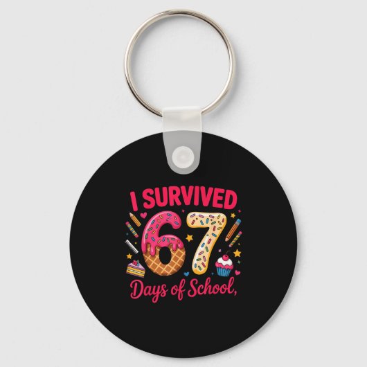 I Survived 67 Days Of School Teachers Students Tee Schlüsselanhänger (Vorderseite)