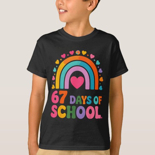 I Survived 67 Days Of School Tie Die Rainbow Lover T-Shirt (Vorderseite)