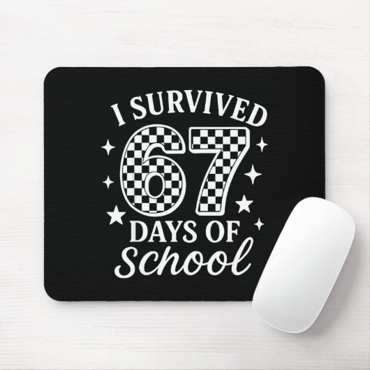 I Survived 67 Six Seven Days Of School Checkered B Mousepad (Mit Mouse)