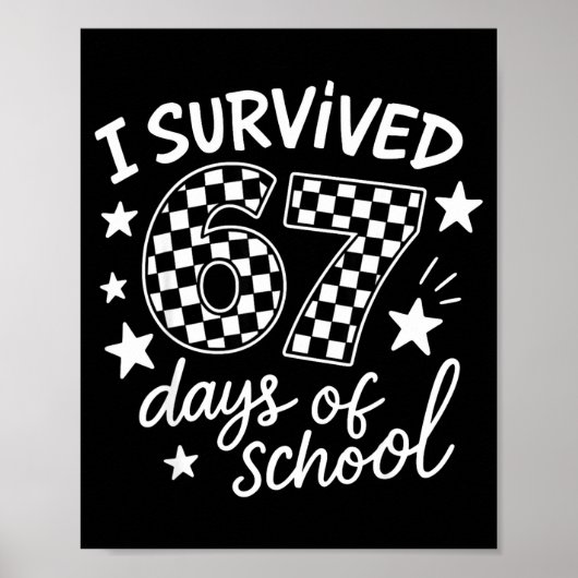 I Survived 67 Six Seven Days Of School Checkered B Poster (Vorne)