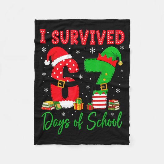 I Survived 67 Six Seven Days Of School Teacher Chr Fleecedecke (Vorderseite)
