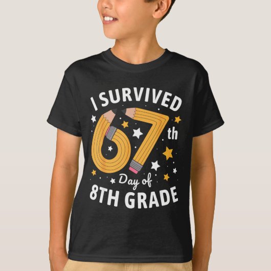 I Survived 67th Day Of 8th Grade 67 Days Of School T-Shirt (Vorderseite)