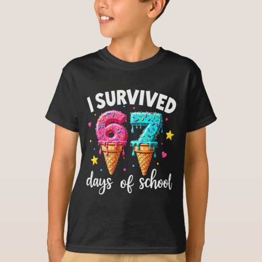 I Survived 67th Days School Drip Ice Cream Funny 6 T-Shirt (Vorderseite)