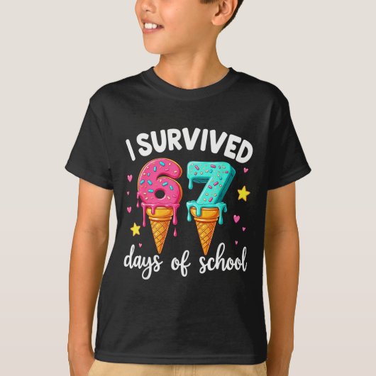 I Survived 67th Days School Drip Ice Cream Funny 6 T-Shirt (Vorderseite)
