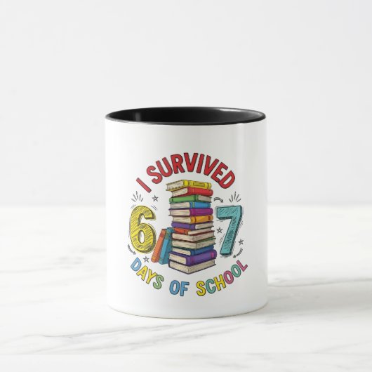 I Survived 6 7 Days of School 100th Days Of School Tasse (Zentrum)