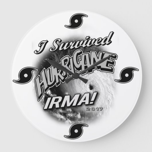 I Survived Hurricane Irma Clock Große Wanduhr (Vorderseite)