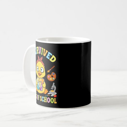 I Survived Six Seven Days Of School Cute Duck Stud Kaffeetasse (Vorderseite Links)