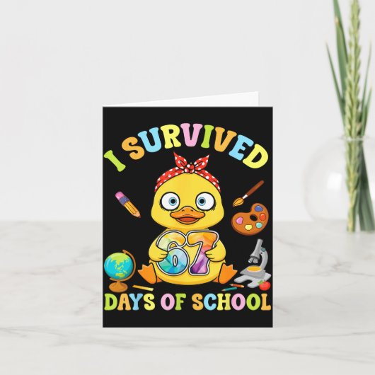 I Survived Six Seven Days Of School Cute Duck Stud Karte (Vorderseite)