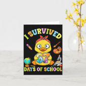 I Survived Six Seven Days Of School Cute Duck Stud Karte (Gelbe Blume)