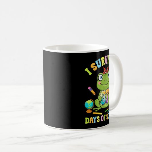 I Survived Six Seven Days Of School Cute Frog Stud Kaffeetasse (VorderseiteRechts)