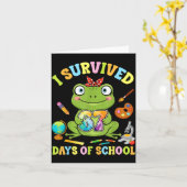 I Survived Six Seven Days Of School Cute Frog Stud Karte (Gelbe Blume)