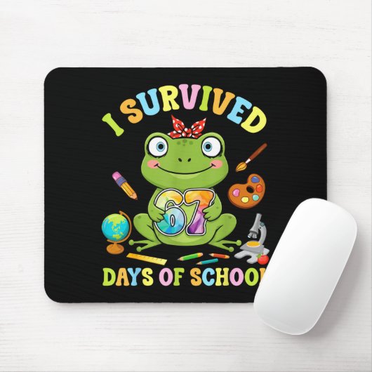 I Survived Six Seven Days Of School Cute Frog Stud Mousepad (Mit Mouse)