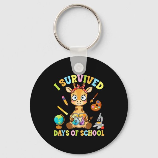I Survived Six Seven Days Of School Cute Giraffe S Schlüsselanhänger (Vorderseite)