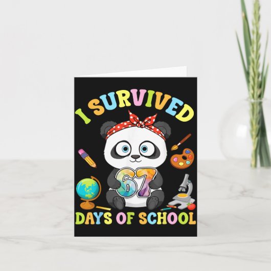 I Survived Six Seven Days Of School Cute Panda Stu Karte (Vorderseite)