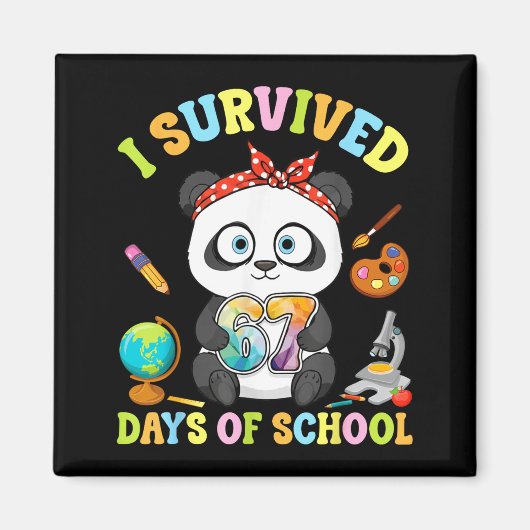 I Survived Six Seven Days Of School Cute Panda Stu Magnet (Vorne)