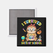 I Survived Six Seven Days Of School Cute Sloth Stu Magnet (Vorderseite/Rückseite)