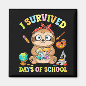 I Survived Six Seven Days Of School Cute Sloth Stu Magnet (Vorne)