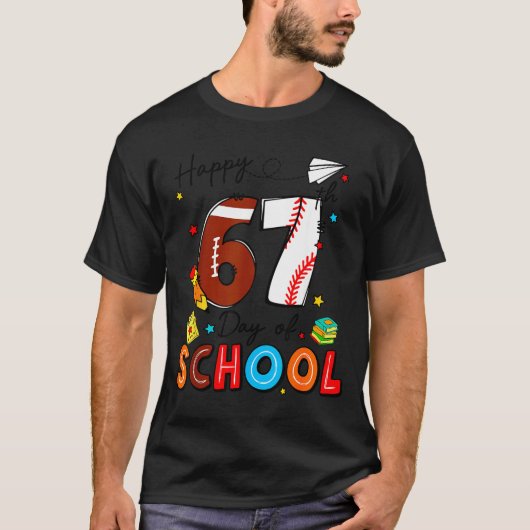 I Survived Sixty Seven Days Of School Funny Baseba T-Shirt (Vorderseite)