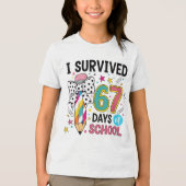 I Survived Sixty Seven Days School Celebration Tri-Blend Shirt (Vorderseite)