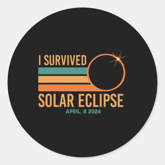 I Survived Solar Eclipse April 8 2024 Funny Totali Runder Aufkleber (Vorderseite)