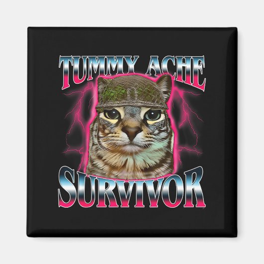 I Survived Today's Funny Tummy Ache Survivor Cat M Magnet (Vorne)