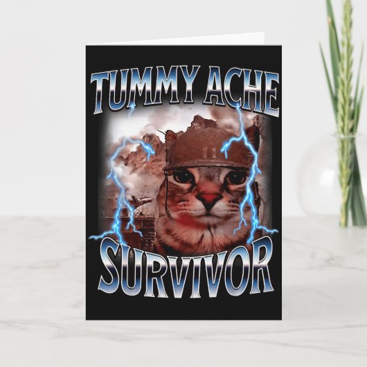 I Survived Today's Tummy Ache Survivor Funny Cat M Karte (Vorderseite)