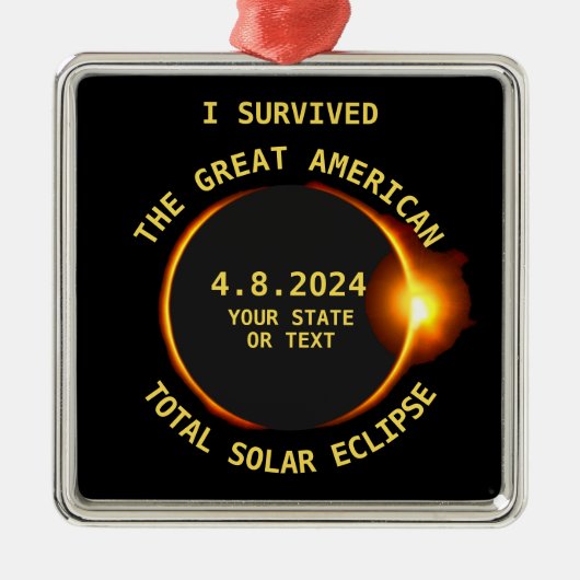 I Survived Total Solar Eclipse 4.8.2024 USA Ornament Aus Metall (Vorne)