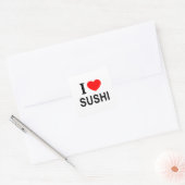 I ❤️ SUSHI I LIEBE SUSHI I HEART SUSHI QUADRATISCHER AUFKLEBER (Umschlag)