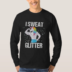 I Sweat Glitzer Gym Unicorn Sport Training Fitness T-Shirt