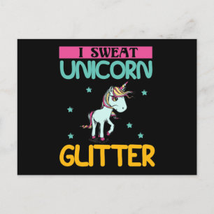 I Sweat Unicorn Glitzer Ankündigungspostkarte