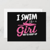I swim like a girl and try to keep up with the postkarte (Vorne/Hinten)