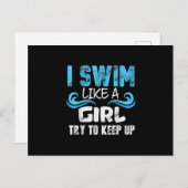 I Swim Like A Girl Try To Keep Up - Funny Swimming Ankündigungspostkarte (Vorne/Hinten)