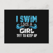 I Swim Like A Girl Try To Keep Up - Funny Swimming Ankündigungspostkarte (Vorderseite)