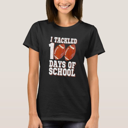 I Tackled 100 Day Of School Football Boy 100th Day T-Shirt (Vorderseite)