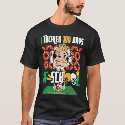 I Tackled 100 Days 100th Day Of School Boys Footba T-Shirt (Vorderseite)