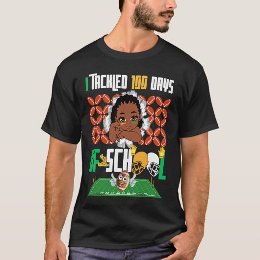 I Tackled 100 Days 100th Day Of School Boys Footba T-Shirt (Vorderseite)