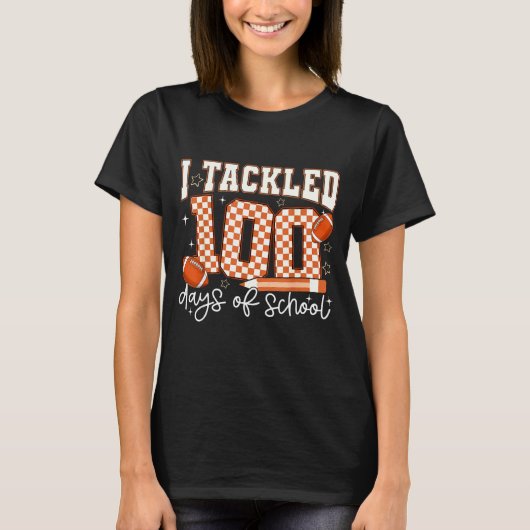 I Tackled 100 Days Of School Football Boy Girl Tea T-Shirt (Vorderseite)