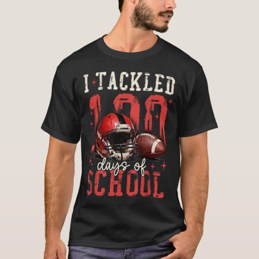 I Tackled 100 Days Of School Football Men Boy Kid  T-Shirt (Vorderseite)