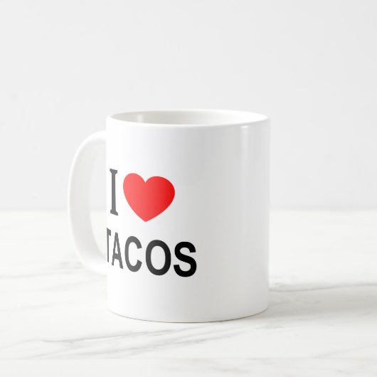 I ❤️ TACOS I LIEBE TACOS I HERZTACOS KAFFEETASSE (Vorderseite Links)