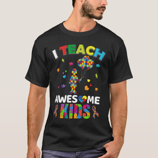 I Teach Awesome Kids Autism Awareness Teacher Men  T-Shirt (Vorderseite)